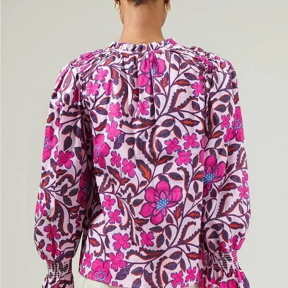 Sugarlips Pink and Purple Floral Blouse - Picture 3 of 8
